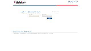 
                            2. EPolicy-Login page - Chola MS