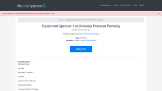 
                            8. Equipment Operator 1 at Universal Pressure Pumping • Disabled Person