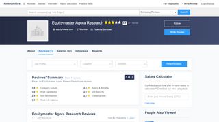 
                            8. Equitymaster Agora Research Reviews - ambitionbox.com