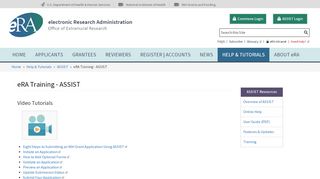 
                            1. eRA Training - ASSIST | eRA - eRA Commons - NIH