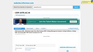 
                            4. erp.aitr.ac.in at WI. IFW Campus ERP : EduCamp Login Area ...