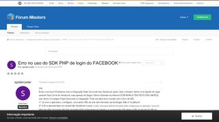
                            7. Erro no uso do SDK PHP de login do FACEBOOK - PHP - Fórum ...
