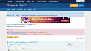 
                            3. Error 500 after upgrading to Joomla 3.7.0 - Joomla! Forum ...