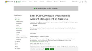 
                            2. Error 8C150009 | Xbox 360 subscription error