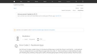 
                            7. Error Code 2 - Facebook Apps - Apple Community