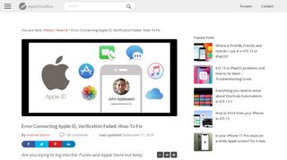 
                            2. Error Connecting Apple ID, Verification Failed. …