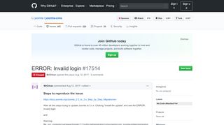 
                            2. ERROR: Invalid login · Issue #17514 · joomla/joomla-cms ...