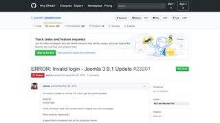 
                            4. ERROR: Invalid login - Joomla 3.9.1 Update · Issue #23201 ...