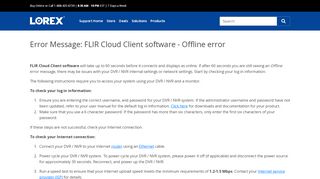 
                            10. Error Message: FLIR Cloud Client software - Lorex Technology