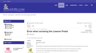
                            9. Error when accesing the Lawson Protal - LawsonGuru.com -