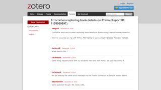 
                            5. Error when capturing book details on Primo (Report ID: 1159069997 ...