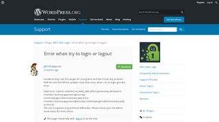 
                            5. Error when try to login or logout | WordPress.org