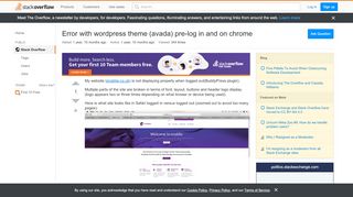 
                            5. Error with wordpress theme (avada) pre-log in and on chrome ...