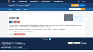 
                            5. Errors/500 - Joomla! Documentation