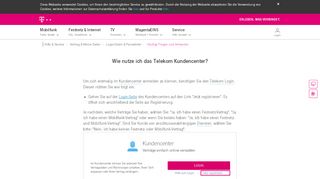 
                            2. Erstes Login Kundencenter Festnetz | Telekom Hilfe