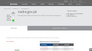
                            6. esahulat-cms.nadra.gov.pk - Domain - McAfee Labs Threat Center