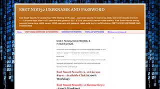 
                            9. ESET NOD32 USERNAME & PASSWORDS