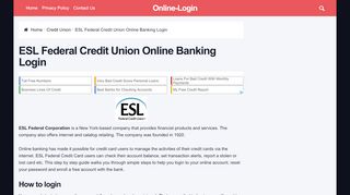 
                            6. ESL Federal Credit Union Online Banking Login - Online-Login