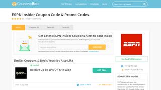 
                            9. ESPN Insider Promo Codes & Coupons Sep 02, 2019 - …