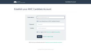 
                            9. Establish your AMC Candidate Account - AMC Account