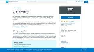 
                            9. ETZ Payments | Xero App Marketplace UK