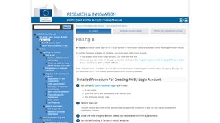 
                            1. EU Login - H2020 Online Manual