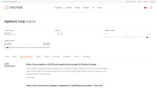 
                            4. EURI.PK - Agrieuro Corp Key Developments | Reuters