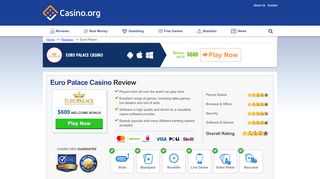 
                            8. Euro Palace Casino 2019 - Free $€500 EuroPalace Bonus!