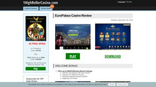 
                            7. EuroPalace Casino Download & Play - 1highrollercasino.com