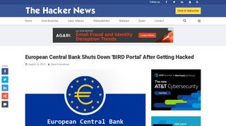 
                            6. European Central Bank Shuts Down 'BIRD Portal' After Getting Hacked