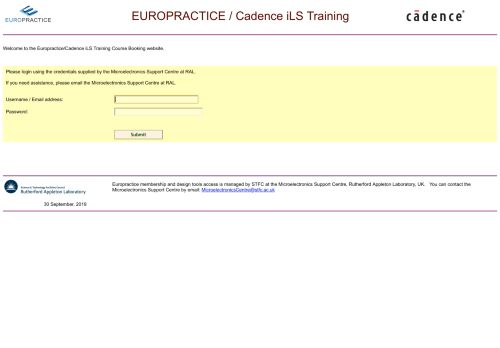 
                            8. EUROPRACTICE / Cadence iLS Training Course Booking System