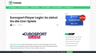 
                            1. Eurosport Player Login: So siehst Du die Live …