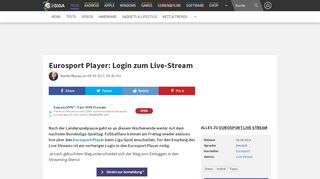 
                            3. Eurosport Player: Login zum Live-Stream - giga.de