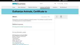 
                            2. Euthanize Animals, Certificate to - NYC Business - NYC.gov