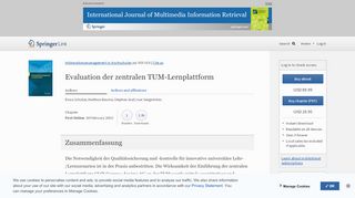 
                            4. Evaluation der zentralen TUM-Lernplattform | SpringerLink