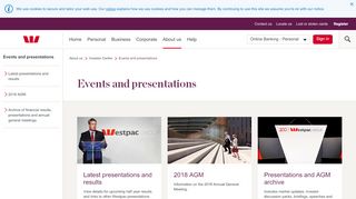 
                            4. Events and presentations, Investor Centre | Westpac