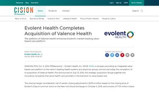 
                            8. Evolent Health Completes Acquisition of Valence Health - PR Newswire