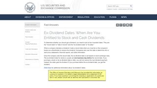 
                            6. Ex-Dividend Dates: When Are You Entitled to Stock and ... - SEC.gov