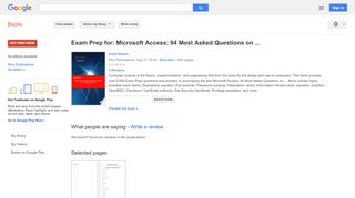 
                            9. Exam Prep for: Microsoft Access; 94 Most Asked Questions on ...