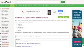 
                            10. Example of Login Form in Servlet Tutorial - Javatpoint