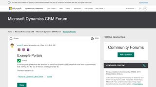
                            4. Example Portals - Microsoft Dynamics CRM Forum Community Forum