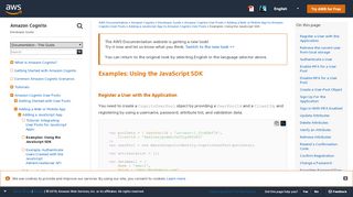 
                            7. Examples: Using the JavaScript SDK - Amazon Cognito