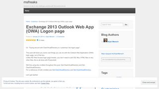 
                            5. Exchange 2013 Outlook Web App (OWA) Logon …