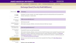 
                            3. Exchange Email (Faculty/Staff/Affiliates) - James Madison University