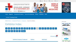 
                            8. Exhibitor Index 2019 -- MEDICA - World Forum for Medicine