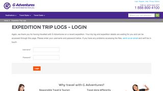 
                            1. Expedition Trip Logs - Login - G Adventures