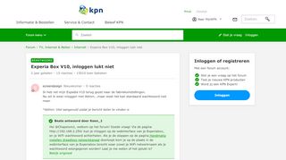 
                            1. Experia Box V10, inloggen lukt niet | KPN Community