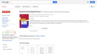 
                            7. Experimental Algorithmics: From Algorithm Design to Robust and ...