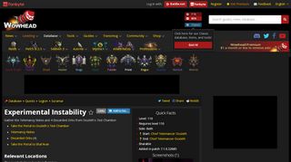
                            1. Experimental Instability - Quest - World of Warcraft - Wowhead