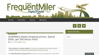 
                            4. (EXPIRED) Alaska shopping promo: Spend $200, get 500 bonus miles